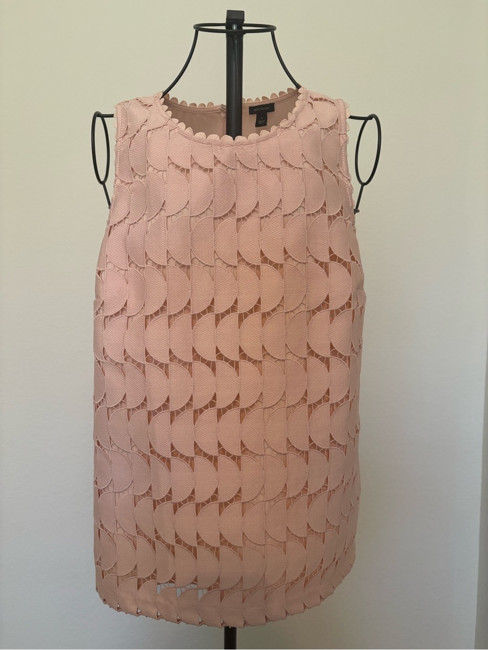 Ann Taylor Sleeveless Petal-Overlay blouse in Light Pink